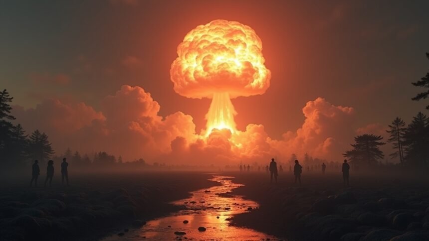 Az atombomba robbanása Hirosimában, a pusztítás képe.