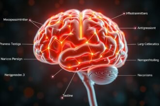 Az agy idegi hálózatainak és neurotranszmitter funkcióinak ábrázolása.