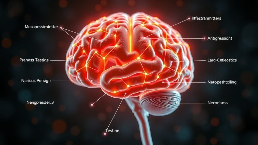 Az agy idegi hálózatainak és neurotranszmitter funkcióinak ábrázolása.
