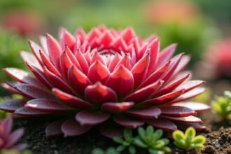 Kövirózsa virágzó növény a kertben, gyógyhatásokkal.