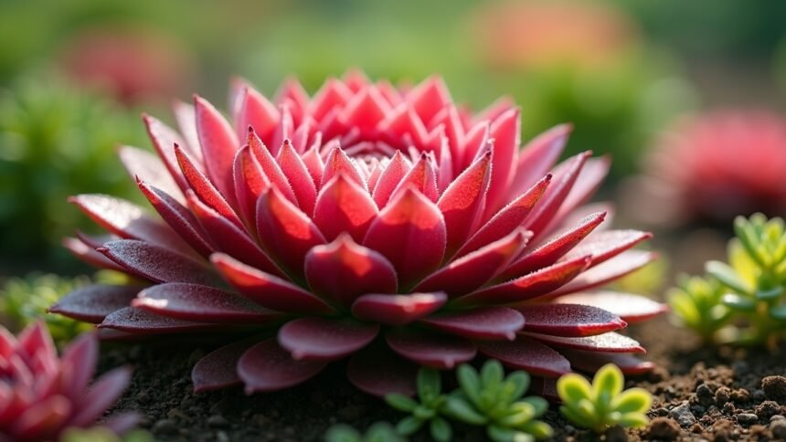 Kövirózsa virágzó növény a kertben, gyógyhatásokkal.