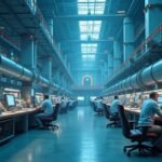 Az atomerőmű vezérlőterme, ahol az áramtermelés irányítása történik.