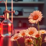 Százszorszépek laboratóriumi környezetben gamma sugarak hatásának vizsgálatára.