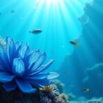 Kék korall a tengerfenéken, egészségmegőrző ásványi anyagokkal.