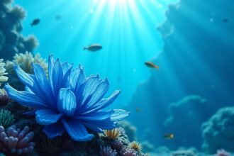 Kék korall a tengerfenéken, egészségmegőrző ásványi anyagokkal.