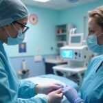 Két egészségügyi dolgozó konzultál a Trexan kezelésről