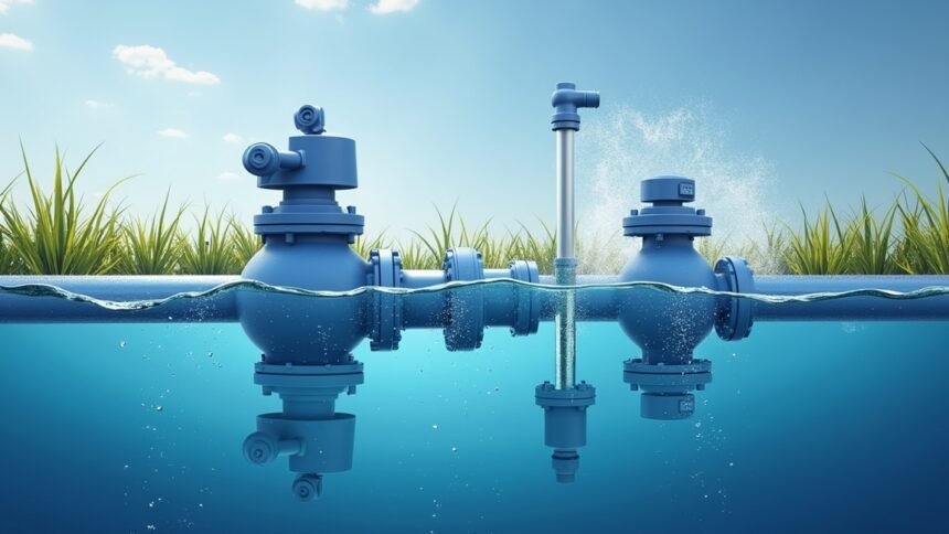 Homokszűrő váltószelep működése víztisztítás közben