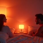 Pár a hálószobában, infralámpával biztosítva a kellemes közérzetet.