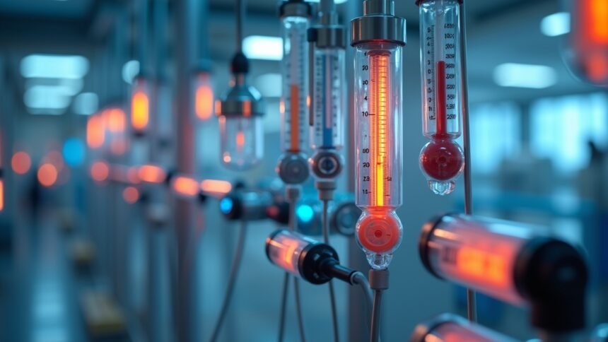 Hőmérsékletérzékelők különböző típusai laboratóriumi környezetben.