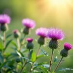 Máriatövis virágok a természetben, egészség és szépség szimbóluma