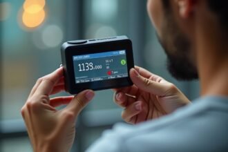 Digitális alkoholszonda használat közben, a véralkoholszint mérésére.