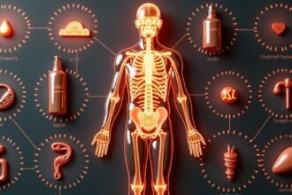 Az emberi test réz hatásait bemutató illusztráció.