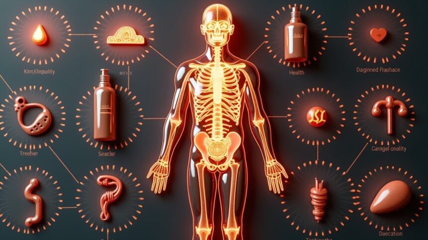 Az emberi test réz hatásait bemutató illusztráció.