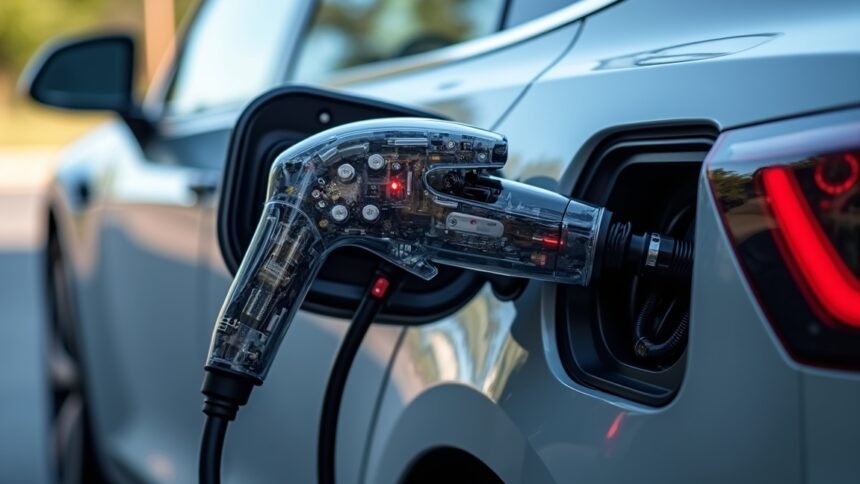 Töltőpisztoly elektromos autó töltés közben