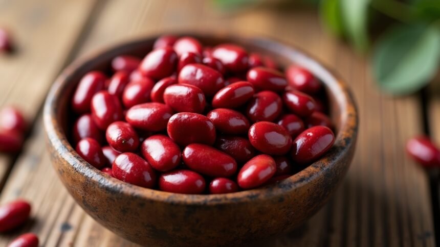 Vörösbab tálban, amely egészséges táplálékforrás.