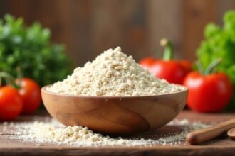 Kölesliszt tápláló és egészséges alternatíva, friss zöldségekkel.