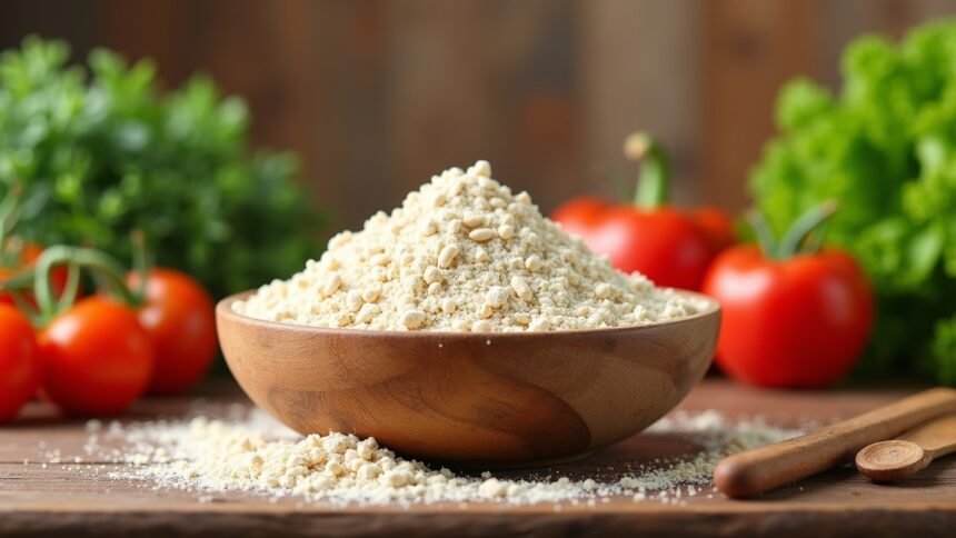 Kölesliszt tápláló és egészséges alternatíva, friss zöldségekkel.