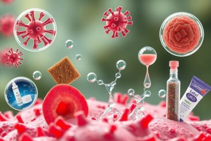 Povidon és jótékony hatásait bemutató grafika