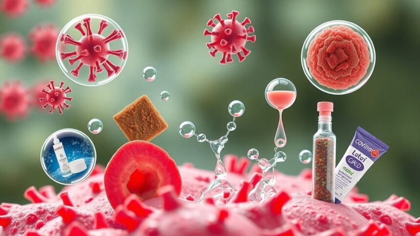 Povidon és jótékony hatásait bemutató grafika