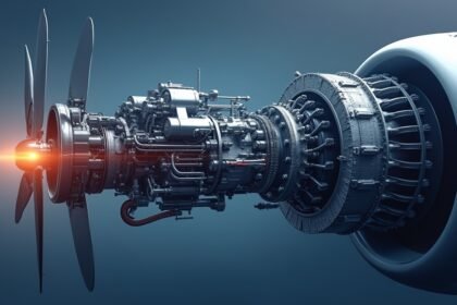 Modern motor szív fúvókákkal és technológiai részletekkel.