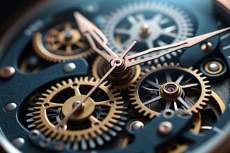 Automata óra fogaskerekei és precíziós mechanikája