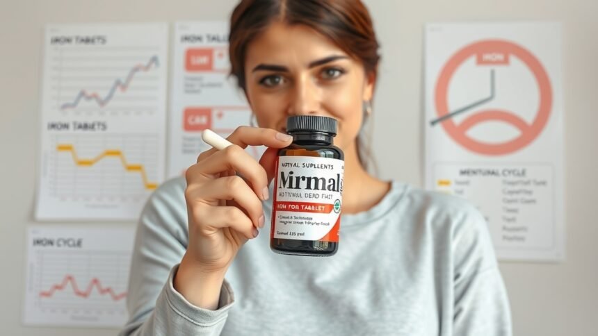 Vas tabletta bemutatása női egészséggel kapcsolatos háttérrel.