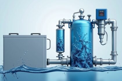 Hidrofor rendszer vízellátás biztosításához, vízszivattyúval.