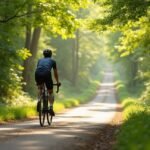 Kerékpáros a természetben, friss levegőn, kerékpározás közben