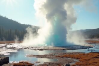 Forró gejzír fújja a gőzt a természet csodájában.