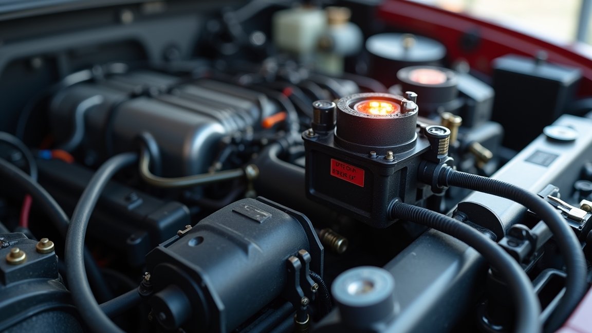 Gyújtótrafó az elektromos rendszerben, autó motor alatt