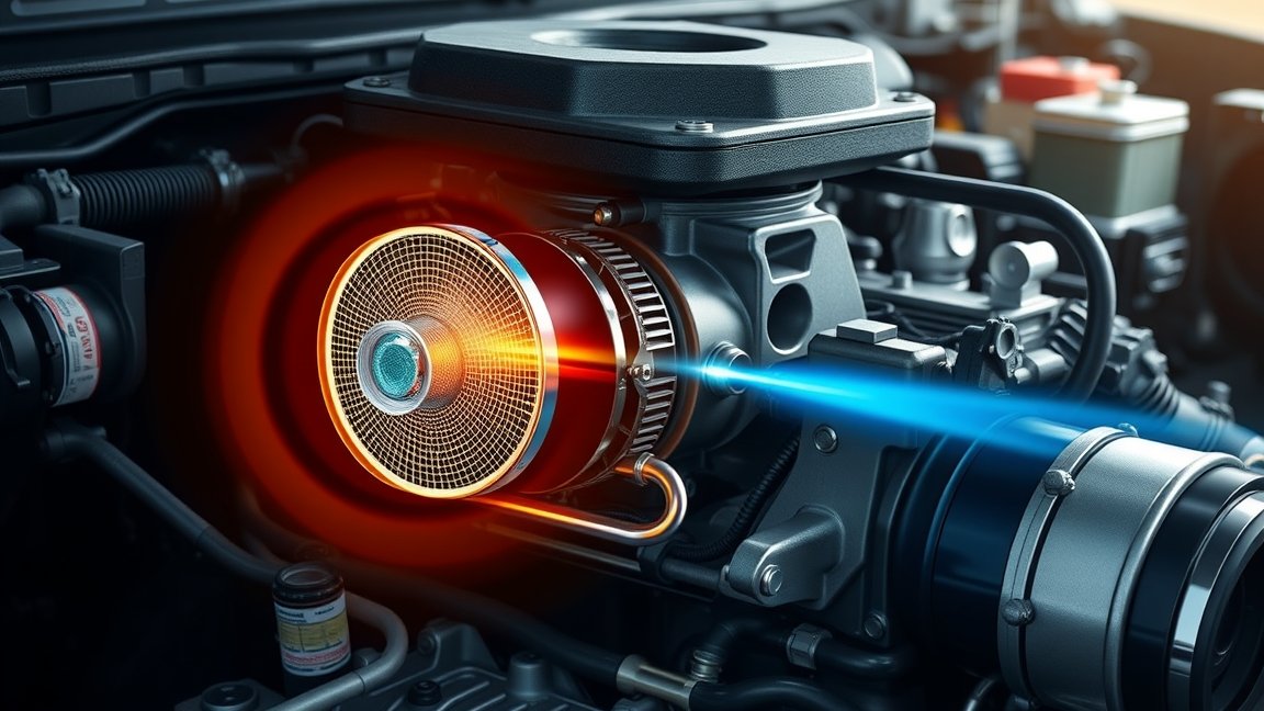 EGR hűtő motoron, amely csökkenti a kipufogógáz hőmérsékletét.