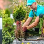 Kertész munkában, különféle növények ültetésével.