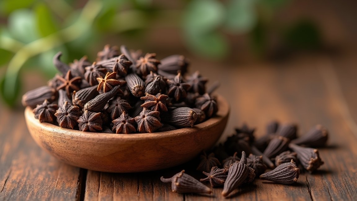 Szegfűszeg borsabálban, természetes gyógymódokhoz használt fűszer.