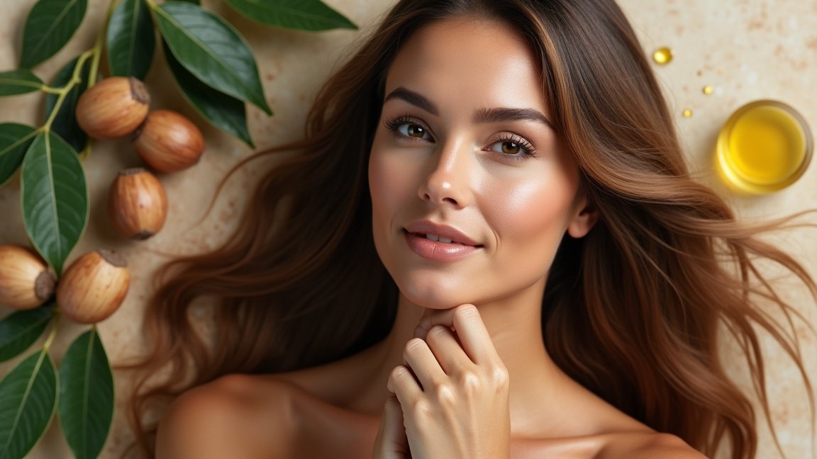 Ragyogó és egészséges haj argánolajjal, természetes összetevőkkel.