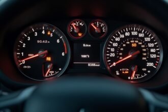 Kilométeróra és műszerfal nézet egy autóban