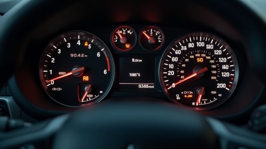 Kilométeróra és műszerfal nézet egy autóban