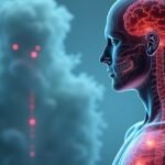 A tallium egészségügyi hatásait bemutató illusztráció, idegrendszeri károsodással.