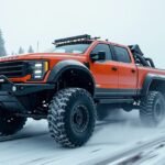 Hatkerekű hajtású jármű havas terepen, kiemelkedő teljesítménnyel.