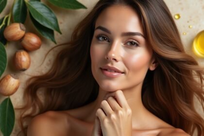 Ragyogó és egészséges haj argánolajjal, természetes összetevőkkel.