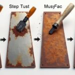 Lépes rozsdátlanítás folyamatának bemutatása: rozsdás és tiszta felületek