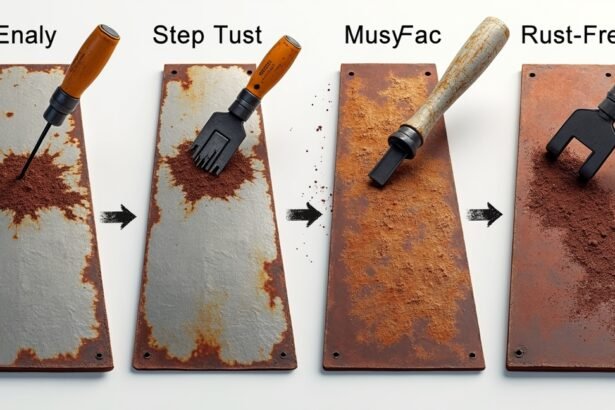 Lépes rozsdátlanítás folyamatának bemutatása: rozsdás és tiszta felületek