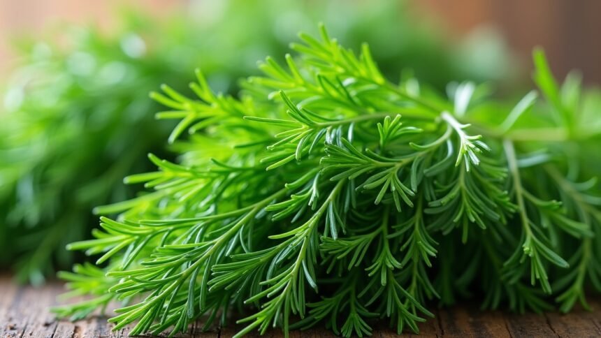 Friss kapor levelek közelről, zöld színű fűszer