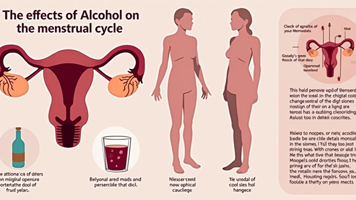Infographic about the effects of alcohol on the menstrual cycle.