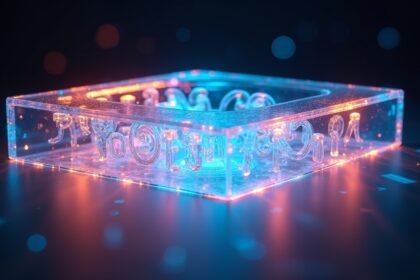 Holografikus 3D kép világítással és fényhullámokkal