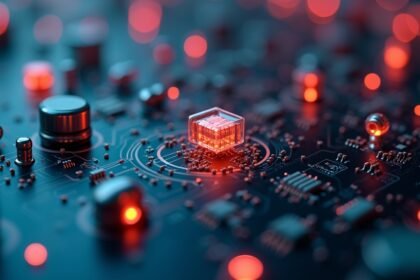 Modern elektronikai áramkör ellenállás képe LED fényekkel
