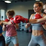 Kickbox edzés csoportban, amely erősíti az önbizalmat és a fittséget.