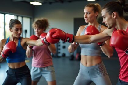 Kickbox edzés csoportban, amely erősíti az önbizalmat és a fittséget.