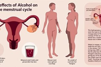 Infographic about the effects of alcohol on the menstrual cycle.