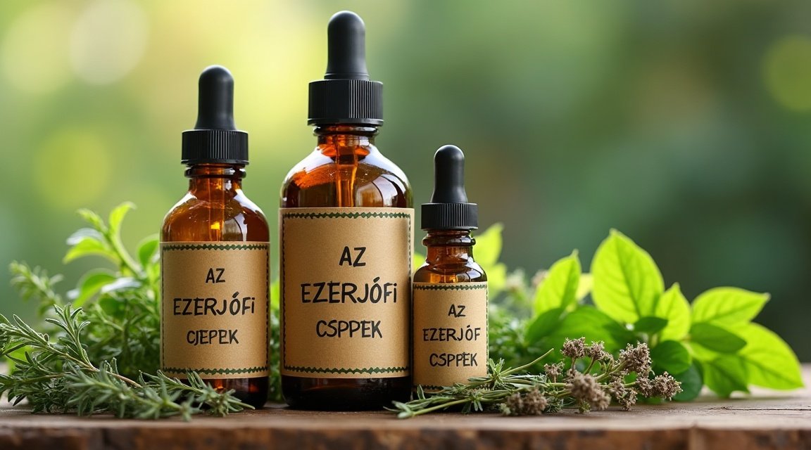Ezerjófű cseppek üvegpalackok természetes gyógymódhoz