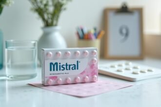 Mistral fogamzásgátló tabletták csomagolása és üveg víz